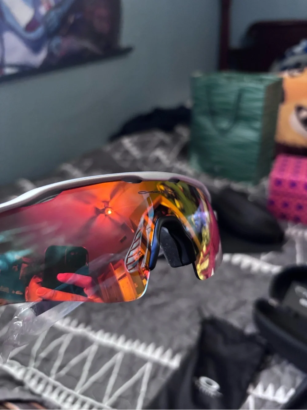 Oakley Men’s Sunglasses with Red-Orange Mirrored Lenses